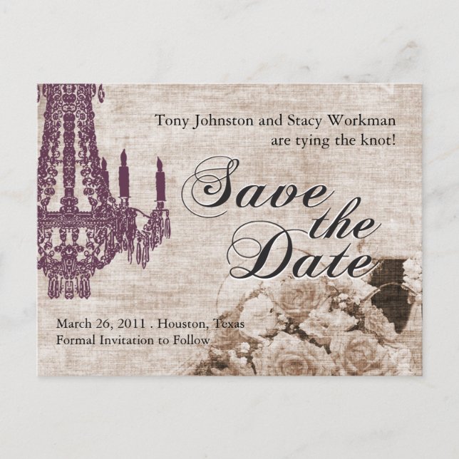 Vintag Save the Date Postkarte (Vorderseite)