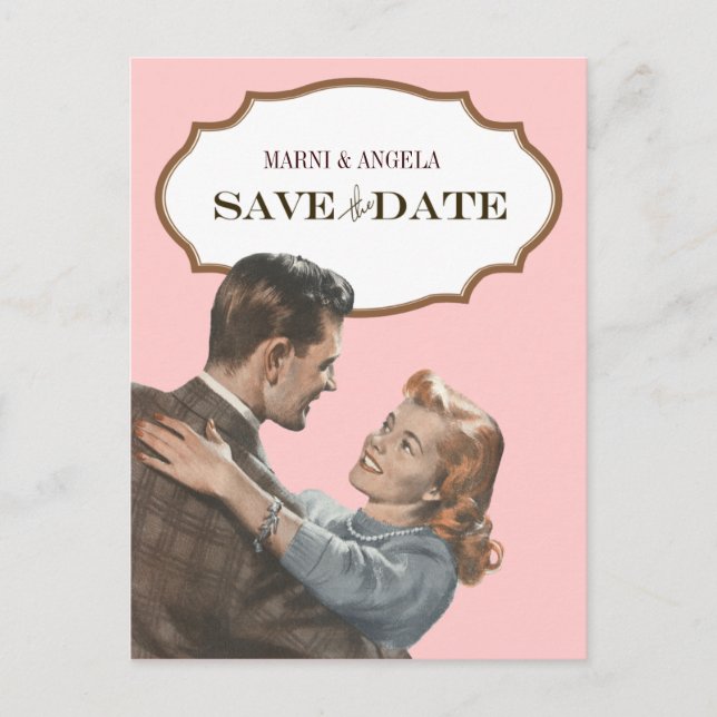 Vintag Save the Date Postkarten (Vorderseite)