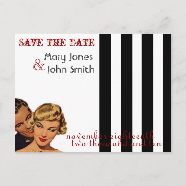 Vintag Save the Date Postkarten (Vorderseite)