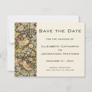 Vintag Save the Date William Morris Blume Birds