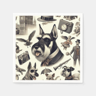Vintag Schnauzer Nahtlos Serviette