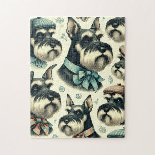 Vintag Schnauzer Nahtlose Illustration