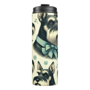 Vintag Schnauzer Nahtlose Illustration Thermosbecher