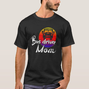 Vintag School Bus Driver Mama Retro Sunset Funny T-Shirt