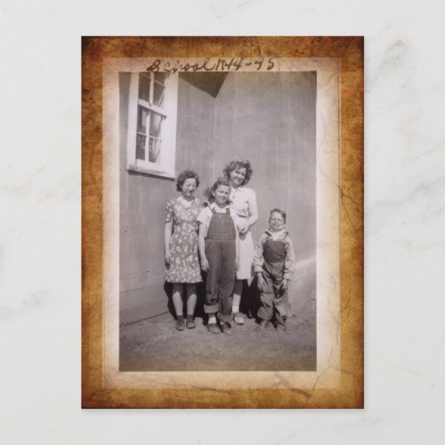 Vintag School Foto Postkarte (Vorderseite)