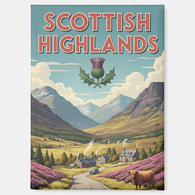 Vintag Schottland Highlands Travel Magnet (Vorderseite)
