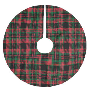 Vintag-schwarz-grün rustikale tartan kariert polyester weihnachtsbaumdecke
