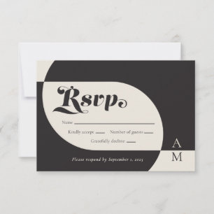 Vintag Schwarz und Creme RSVP Karte