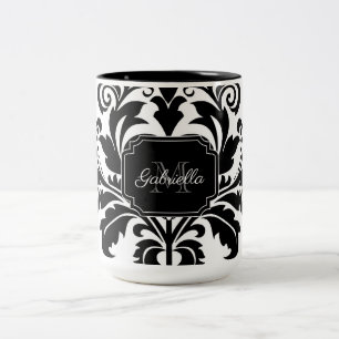 Vintag Schwarz und Weiß Zweifarbige Tasse