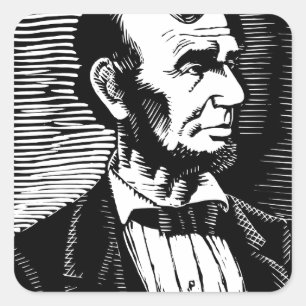 Vintag Schwarz-Weiß-Abraham Lincoln-Portrait Quadratischer Aufkleber