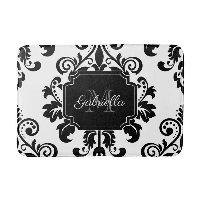 Vintag Schwarz/Weiß Badematte (Vorderseite)