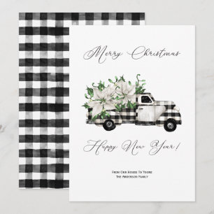 Vintag Schwarz-Weiß-Lkw Poinsettia Weihnachten