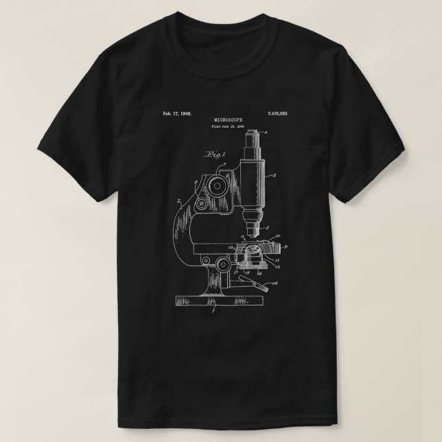 Vintag Science Microscope Blueprint Scientist T-Shirt (Design vorne)