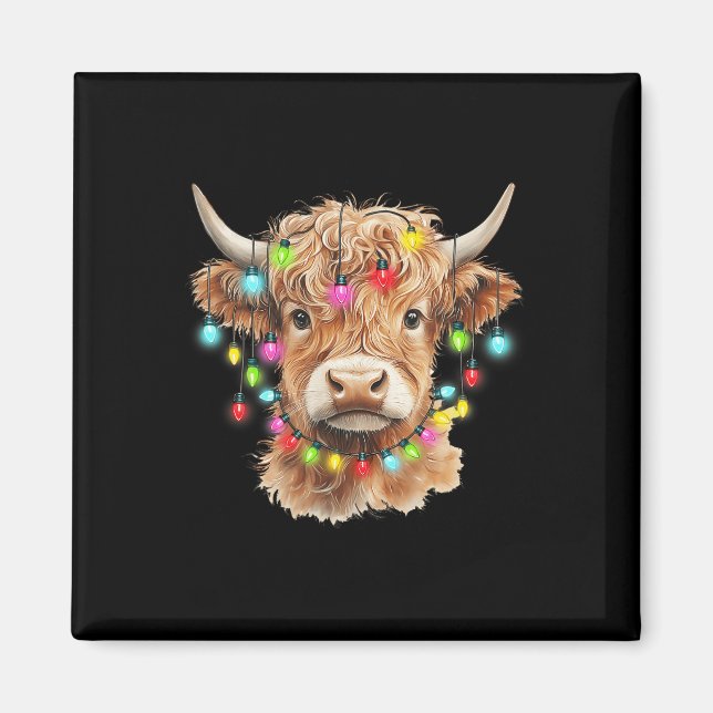Vintag Scottish Highland Cow Animal Christmas Xma Magnet (Vorne)
