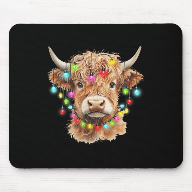 Vintag Scottish Highland Cow Animal Christmas Xma Mousepad (Vorne)