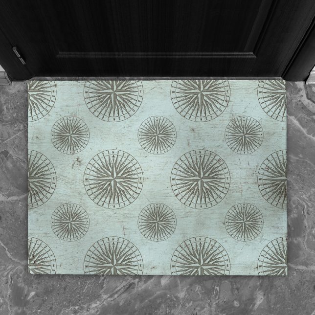 Vintag Sea Shanty | Steampunk Compass Ephemera Fußmatte (Von Creator hochgeladen)