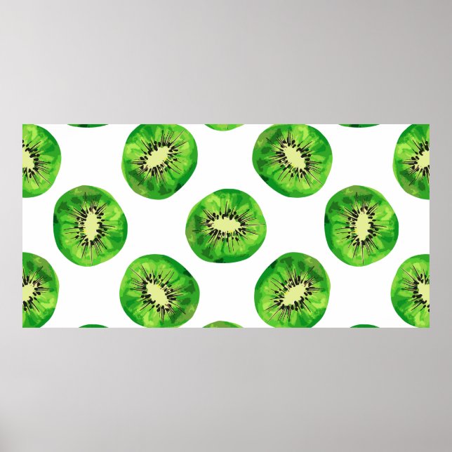 Vintag Seamless-Muster-Kiwi-Illustrationshand dr Poster (Vorne)