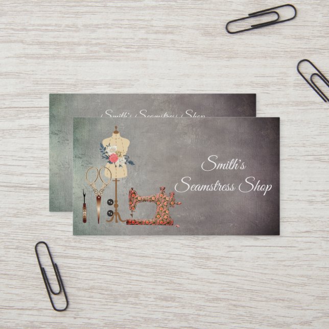 Vintag Seamstress Visitenkarte (Vorderseite/Rückseite Beispiel)