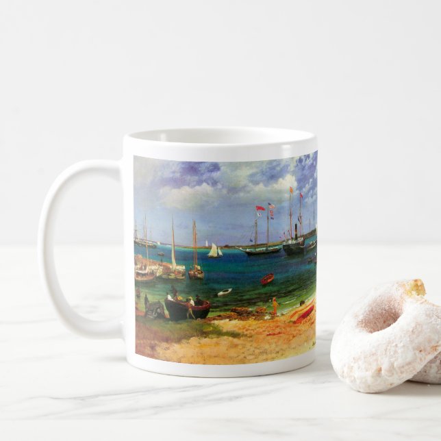 Vintag Seascape, Hafen Nassau von Bierstadt Kaffeetasse (Mit Donut)