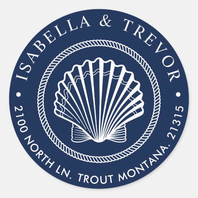 Vintag Seashell | RÜCKSENDEADRESSE Runder Aufkleber (Vorderseite)