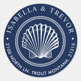 Vintag Seashell | RÜCKSENDEADRESSE Runder Aufkleber