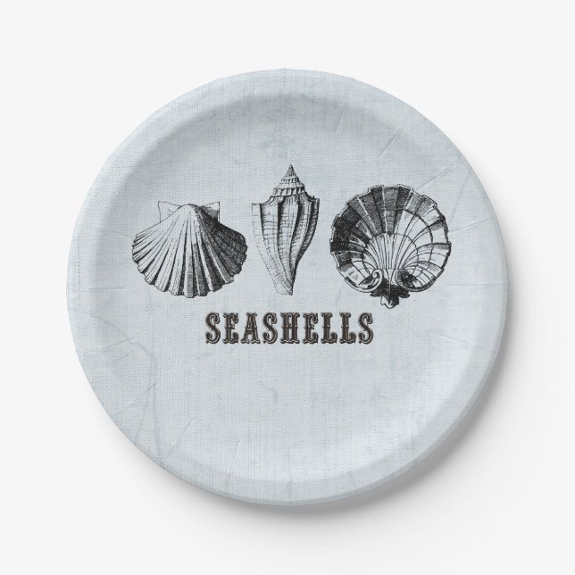 Vintag Seashells Pappteller (Vorderseite)