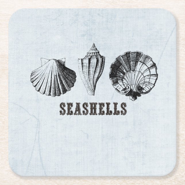 Vintag Seashells Rechteckiger Pappuntersetzer (Vorderseite)