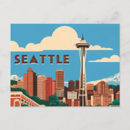 Vintag Seattle: Ein Retro-Tribut an die Smaragdküs Postkarte