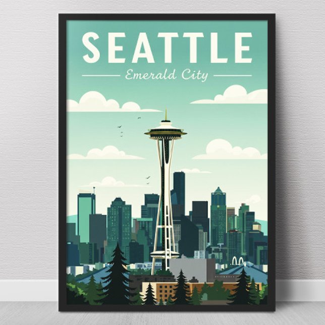 Vintag Seattle Emerald City Poster (Von Creator hochgeladen)