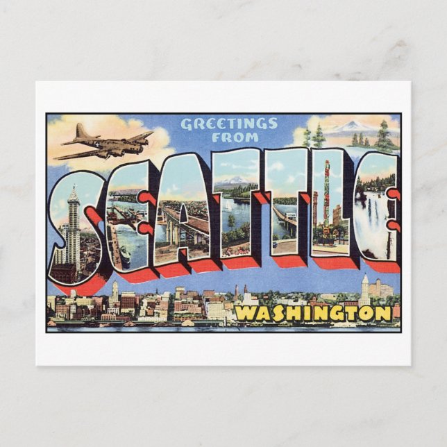 Vintag Seattle Postcard Postkarte (Vorderseite)