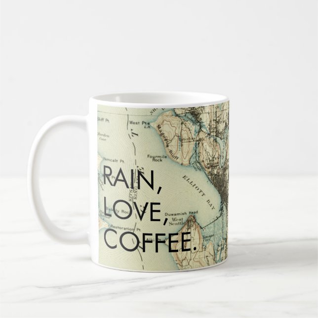 Vintag Seattle Rain Liebe Kaffee Kaffeetasse (Links)