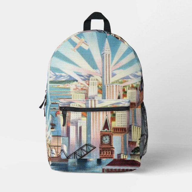 Vintag Seattle Washington Chromolithograph Art Bedruckter Rucksack (Vorderseite)