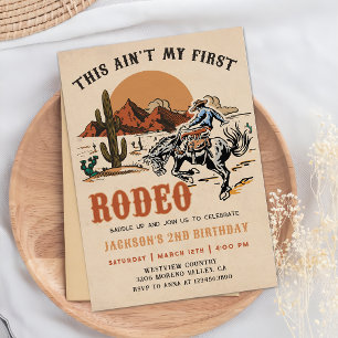 Vintag Second Rodeo Western Cowboy 2. Geburtstag Einladung