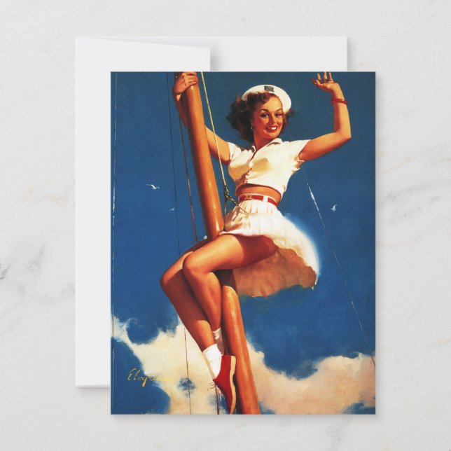 Vintag Segelboot Button UP Girl (Vorderseite)