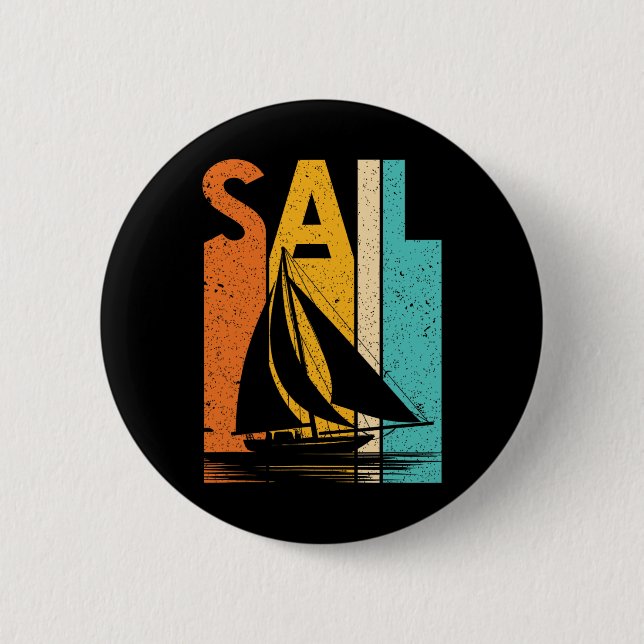 Vintag Segelboot Crew Bootshauptboot Button (Vorderseite)