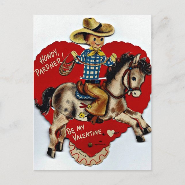 Vintag sein, mein Valentine Cowboy Feiertagspostkarte (Vorderseite)