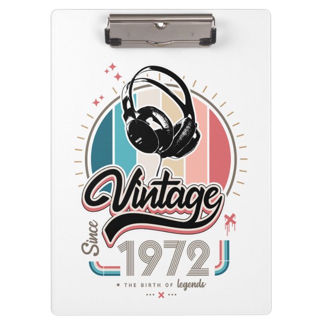 Vintag seit 1972 Kopfhörer Klemmbrett (Vorderseite)