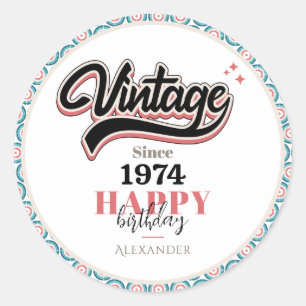 Vintag seit - 1974 runder aufkleber