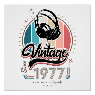 Vintag seit 1977 Kopfhörer Poster