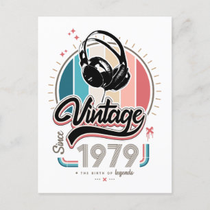 Vintag seit 1979 Kopfhörer Postkarte