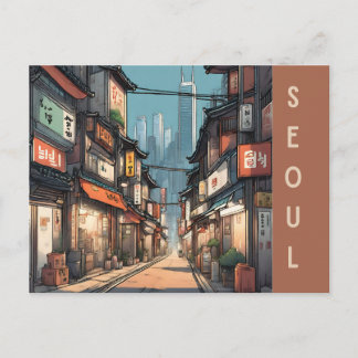 Vintag Seoul South Korea Travel asian City Street Postkarte