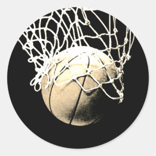 Vintag Sepia Basketball Runder Aufkleber