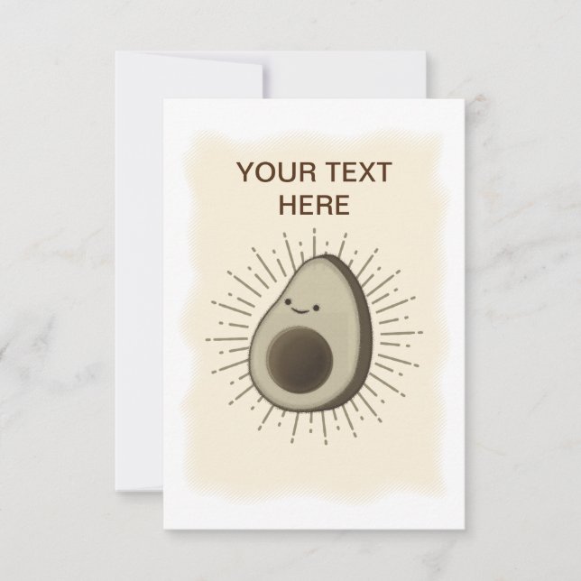 Vintag Sepia Cartoon Avocado Karte (Vorderseite)