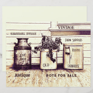 Vintag Sepia Tone Rustic Ephemera Jugs