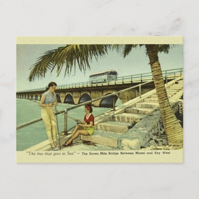 Vintag Seven Mile Bridge Florida Postkarte (Vorderseite)