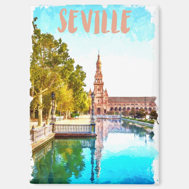 Vintag Sevilla Spanien Andalusien Magnet (Vorderseite)