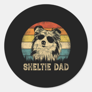 Vintag Sheltie Vater Hunde Liebhaber Vater & #; s Runder Aufkleber