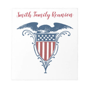 Vintag Shield Red White Blue American Eagars Notizblock