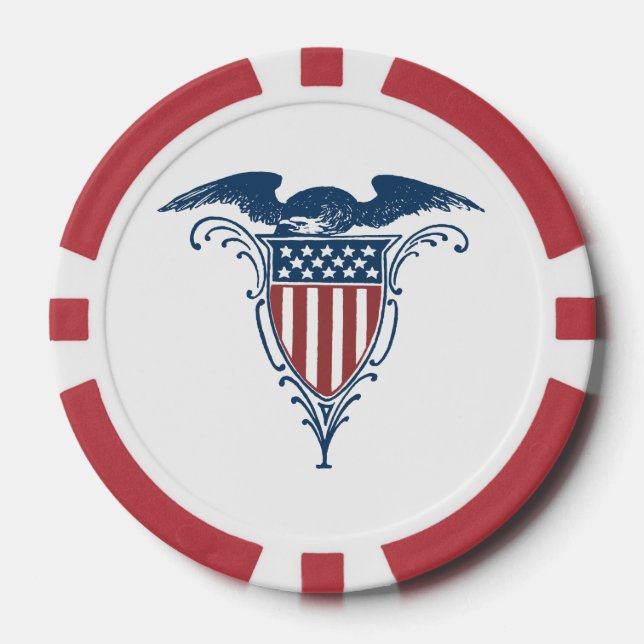 Vintag Shield Red White Blue American Eagars Pokerchips (Vorderseite)