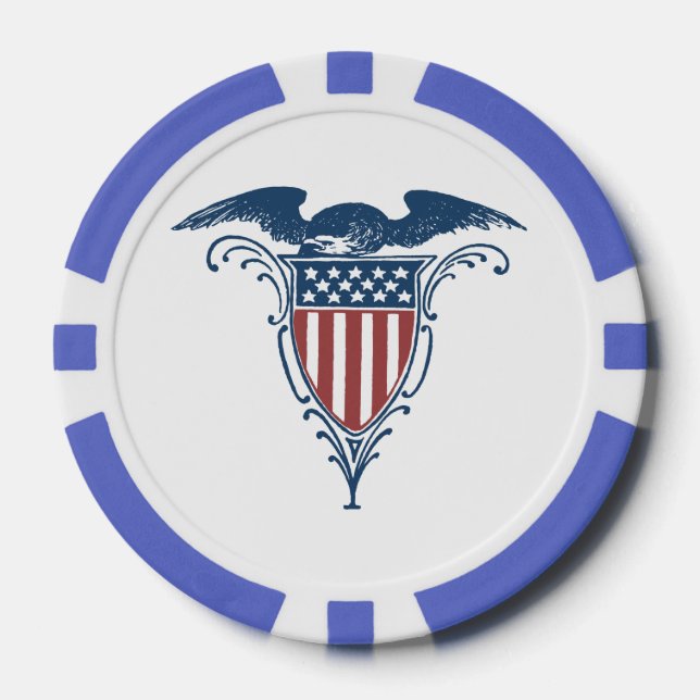 Vintag Shield Red White Blue American Eagars Pokerchips (Vorderseite)